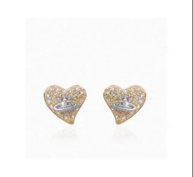 Vivienne Westwood Gold Silver Heart-Shaped Pavé Crystal Earrings 8