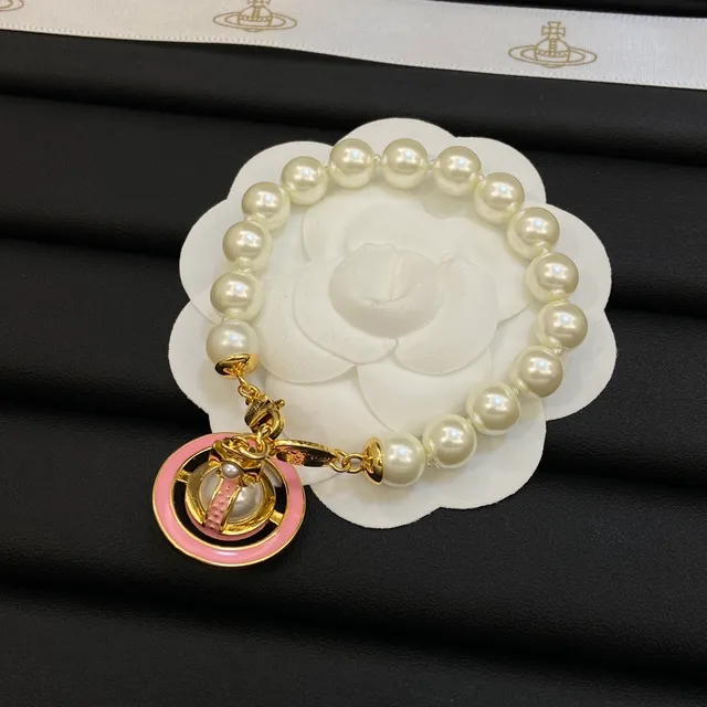 Vivienne Westwood bracelet orb beige rose chaîne de perles bracelet charm 2