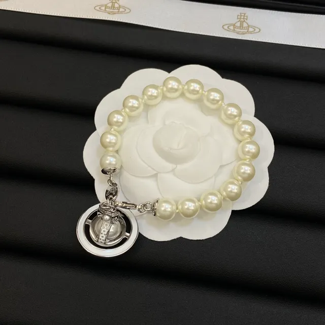 Vivienne Westwood bracelet orb beige rose chaîne de perles bracelet charm 4