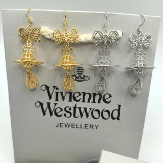 Vivienne Westwood Orb Gold Silver Openwork Wireframe Bow-Top Earrings