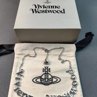 Vivienne Westwood Orb Logo Lettering Necklace Silver-Tone Metal Necklaces