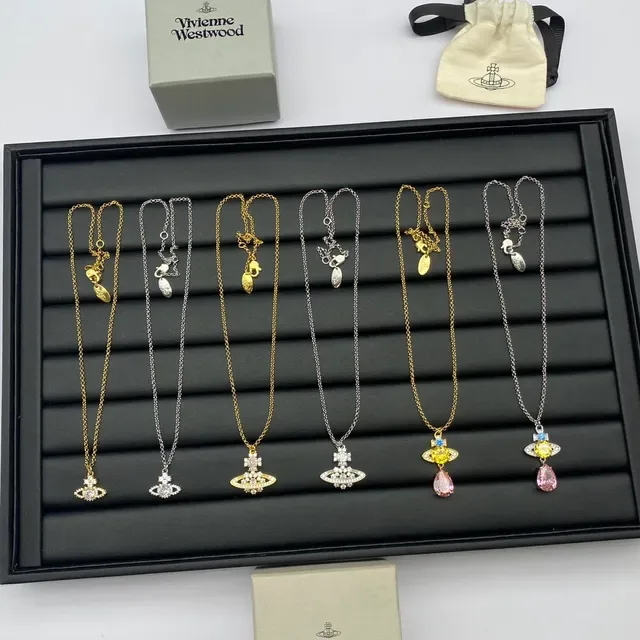 Vivienne Westwood Orb Pendant Multicolor Gold Enamel Detailing Necklace 5