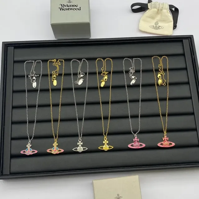 Vivienne Westwood Orb Pendant Multicolor Gold Enamel Detailing Necklace 7