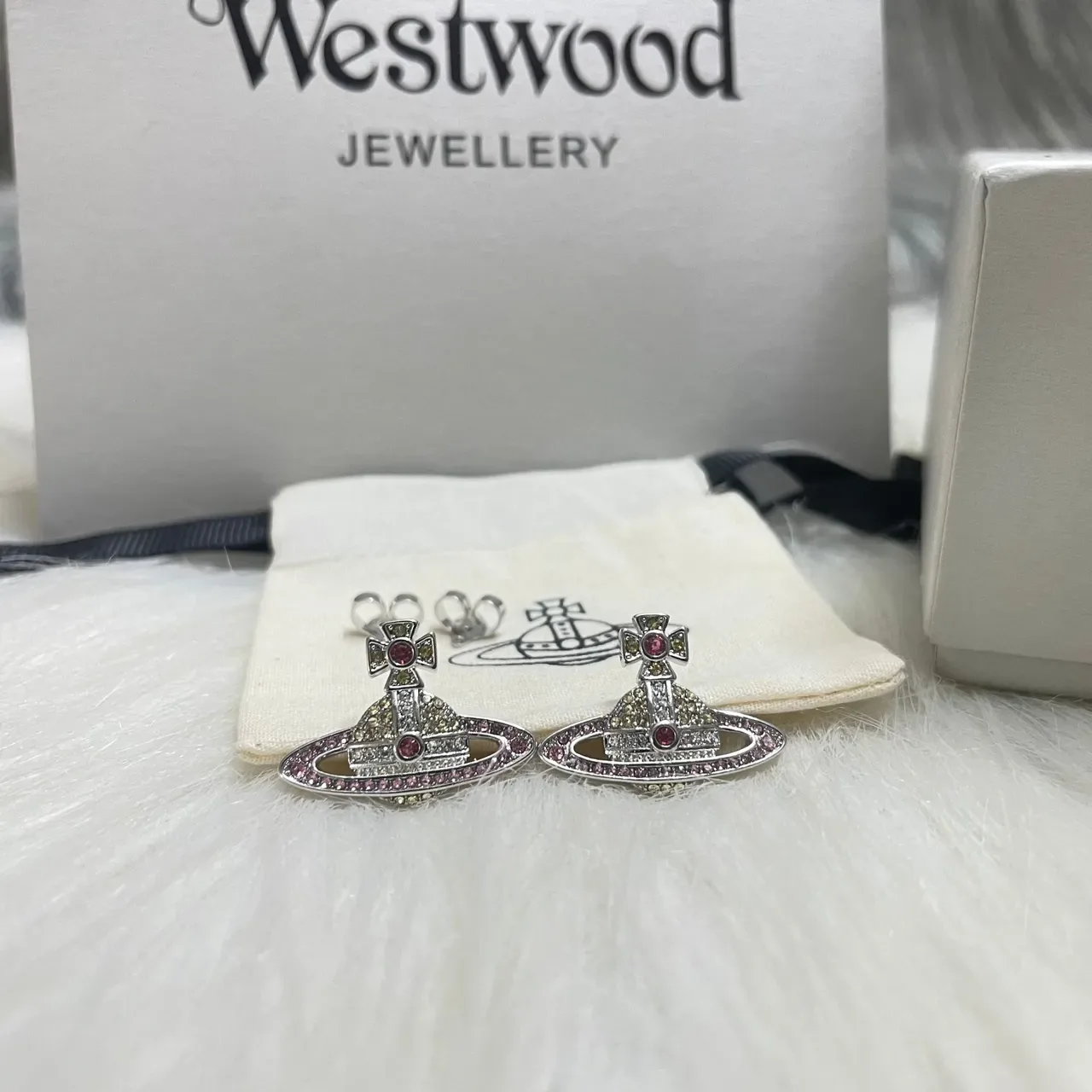 Vivienne Westwood Orb Silver Multicolor Motif Crystal-Encrusted Necklace 1
