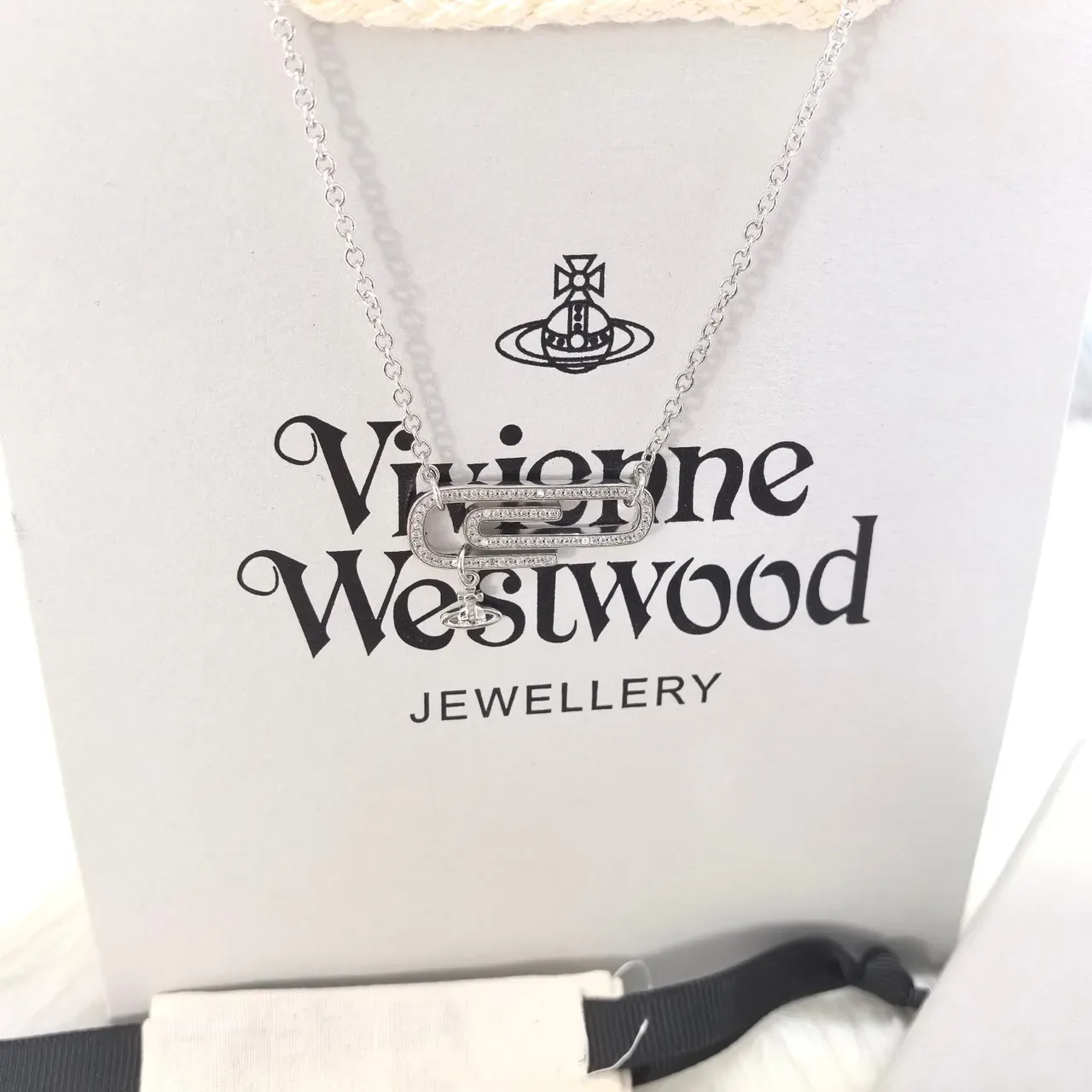 Vivienne Westwood Paperclip Crystal Pendant Necklace 3