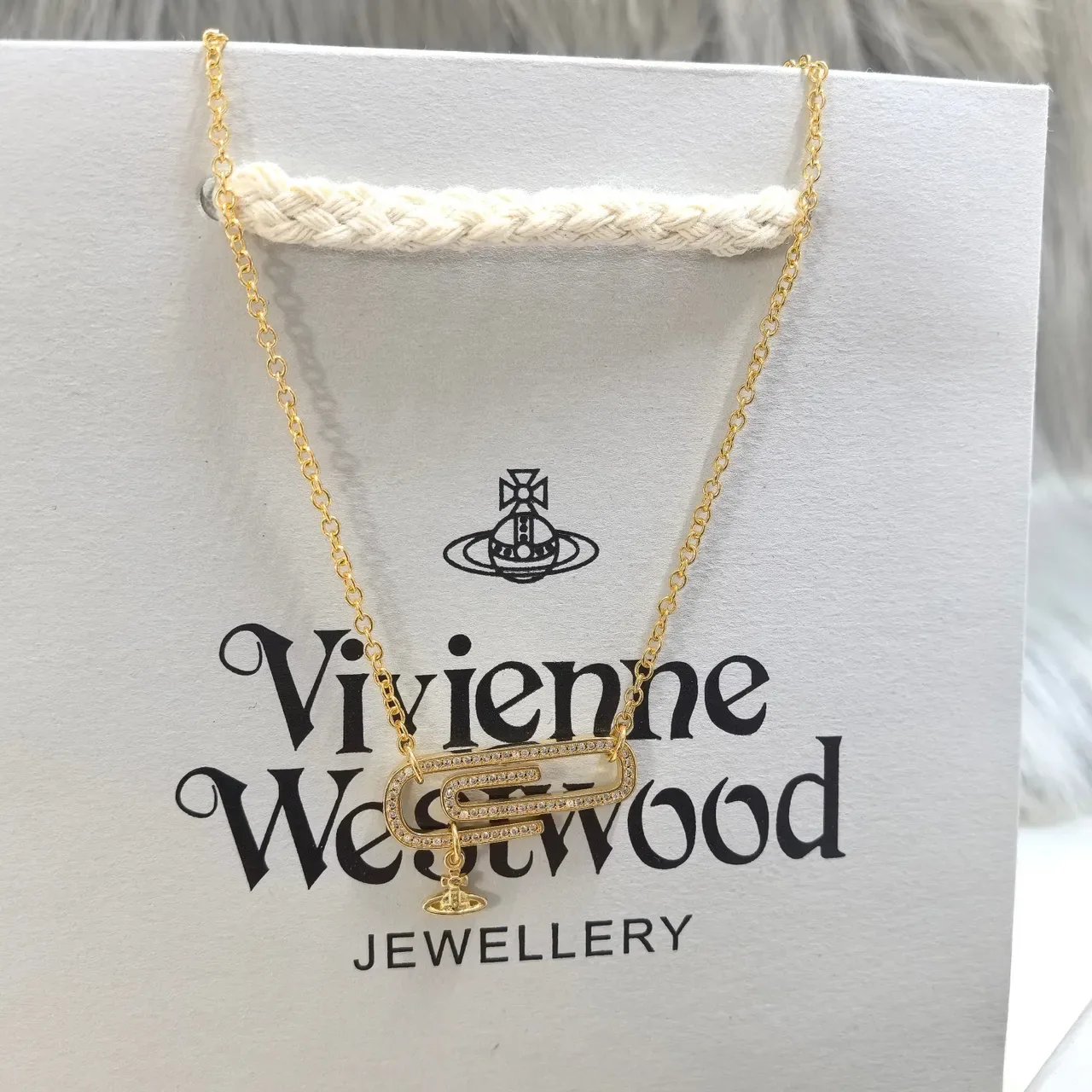 Vivienne Westwood Paperclip Crystal Pendant Necklace 5