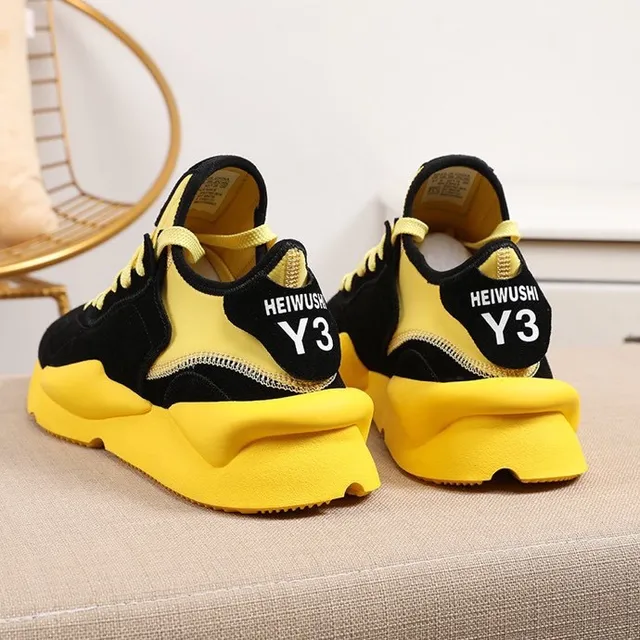 Y-3 Black Yellow Sole Colorblock Chunky Sneakers 3