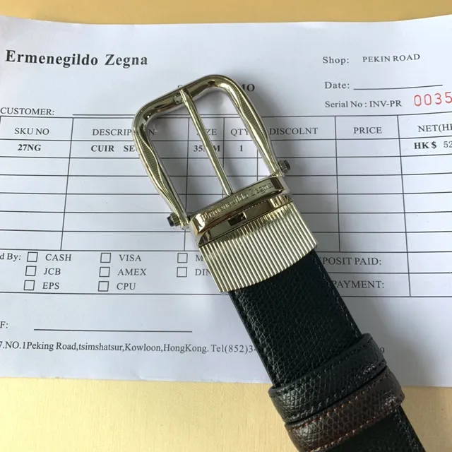 Zegna Noir Doré Ceinture en cuir boucle granulaire ribotée 2