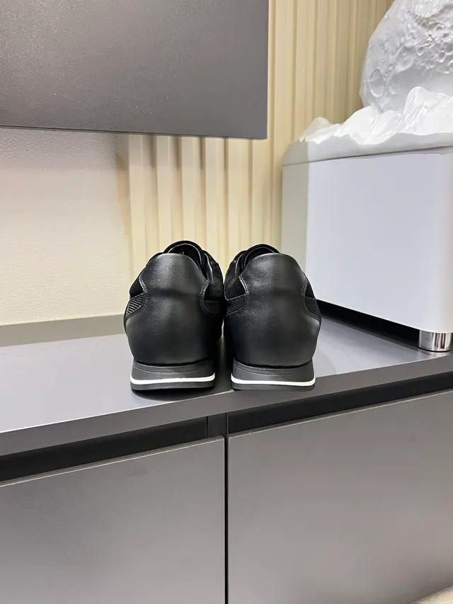 Zegna Preto Branco Material Misto Superior Monocromo Lifestyle Sneakers 2