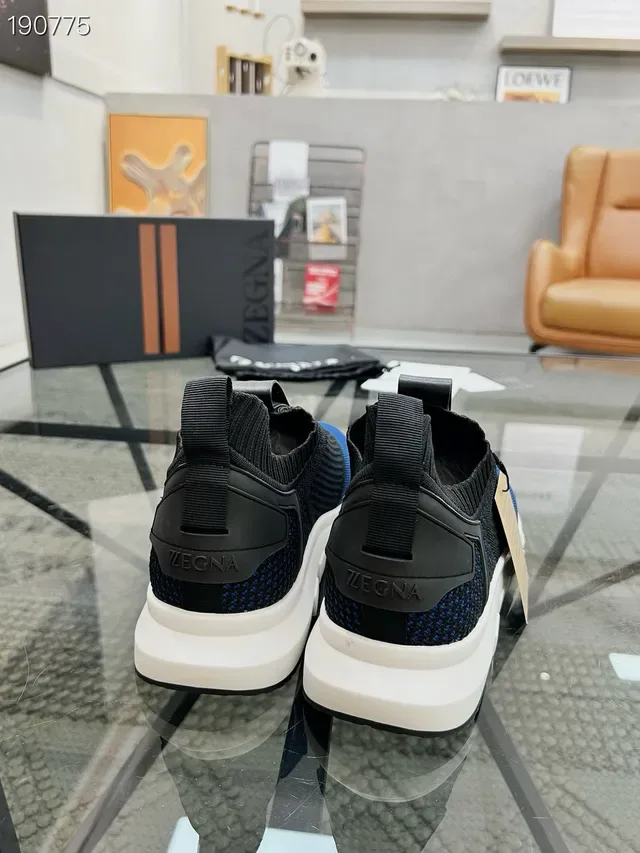 Zegna Chaussures lifestyle bleu noir sans lacets slip-on en maille tricotée 2
