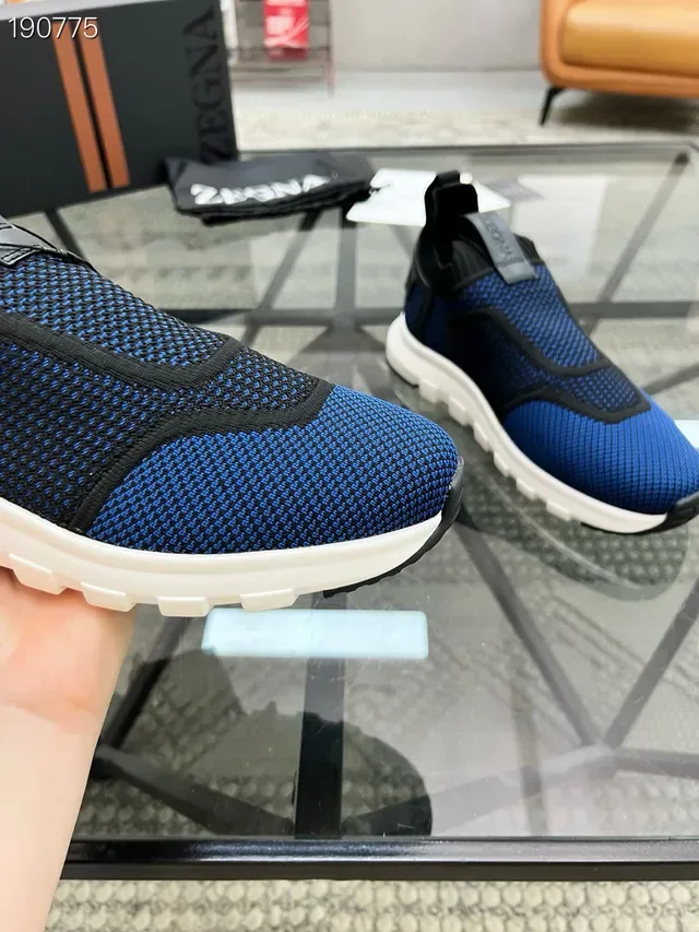 Zegna Chaussures lifestyle bleu noir sans lacets slip-on en maille tricotée 5