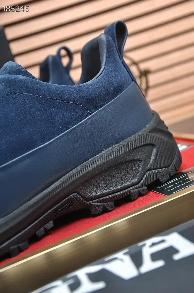 Zegna Sneakers Lifestyle en Daim et Cuir Bleu sans Lacets Slip-On 2