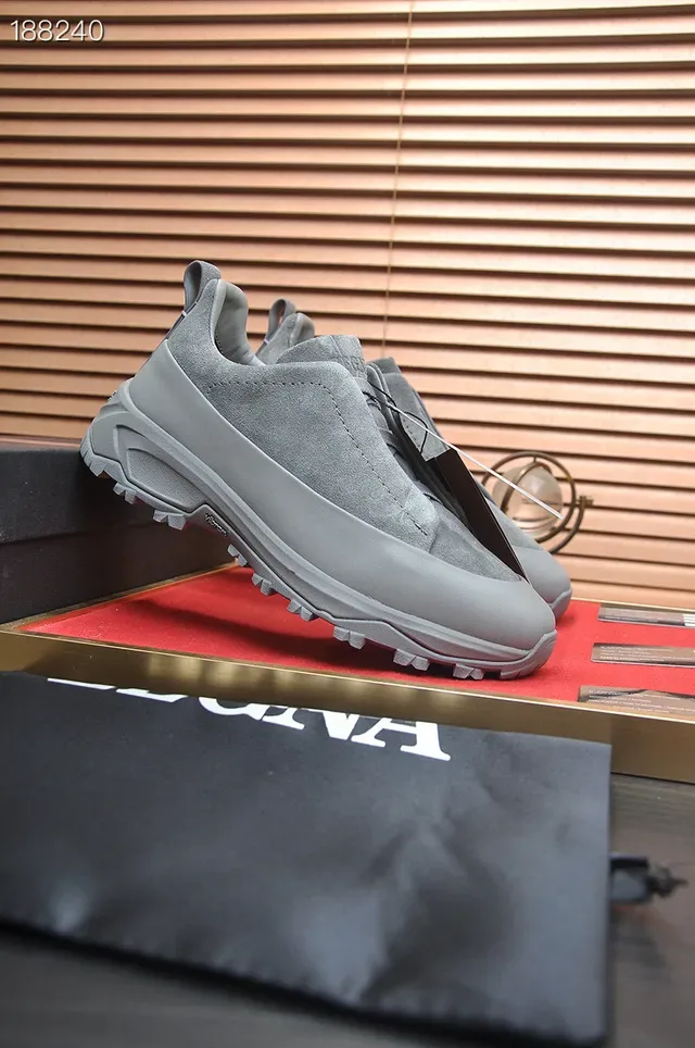 Zegna Gris Slip-On Suède Tige Lifestyle Sneakers 4