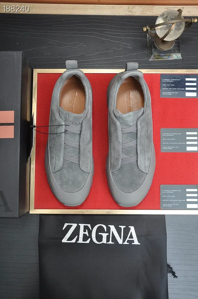 Zegna Gris Slip-On Suède Tige Lifestyle Sneakers 5