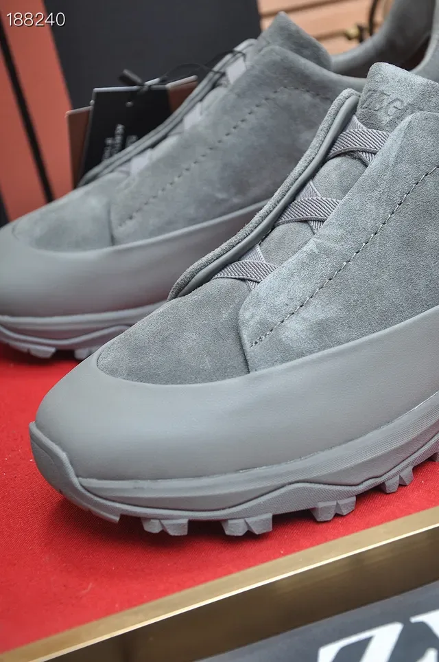 Zegna Gris Slip-On Suède Tige Lifestyle Sneakers 6
