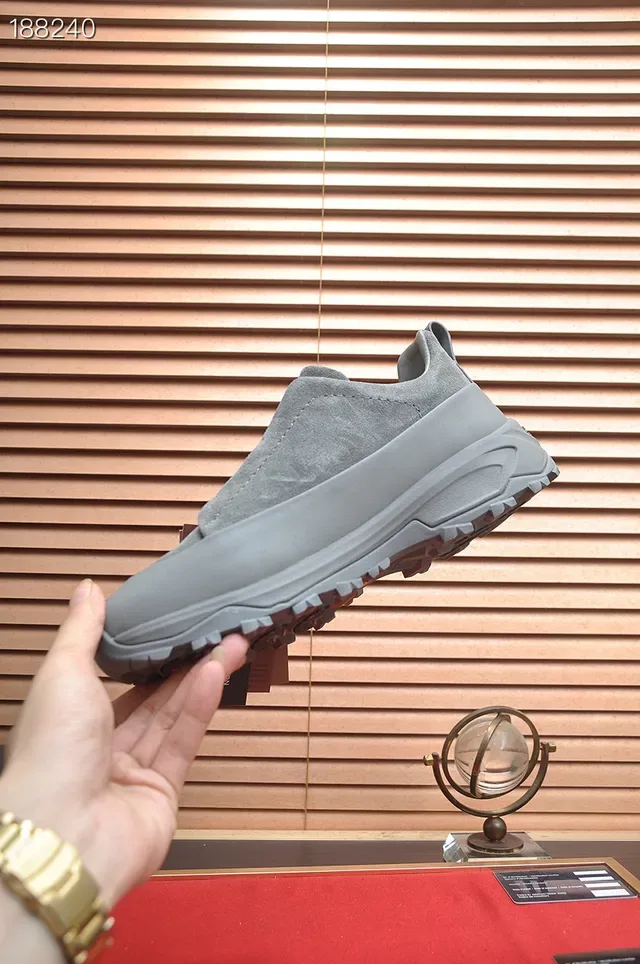 Zegna Gris Slip-On Suède Tige Lifestyle Sneakers 7