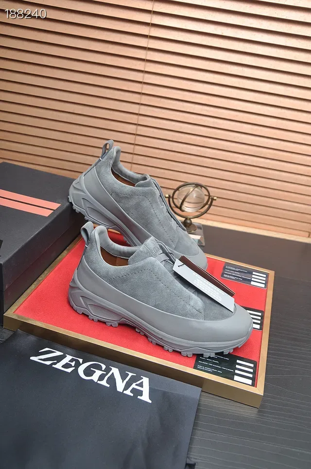 Zegna Gris Slip-On Suède Tige Lifestyle Sneakers 8