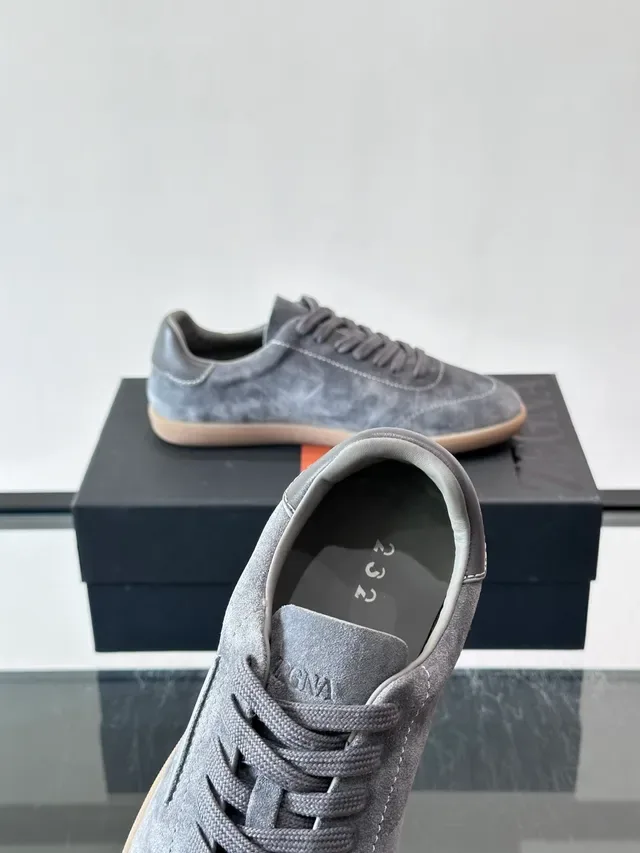 Zegna Lifestyle Sneaker Gris Beige Daim Partie Supérieure Lacets Tonals Sneakers Lifestyle 3