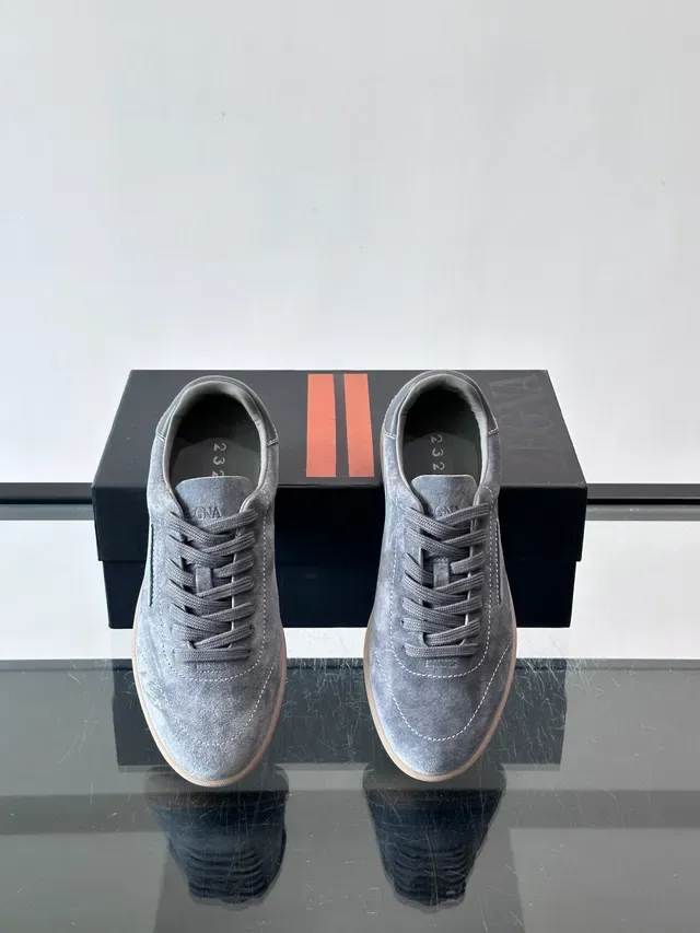 Zegna Lifestyle Sneaker Gris Beige Daim Partie Supérieure Lacets Tonals Sneakers Lifestyle 4