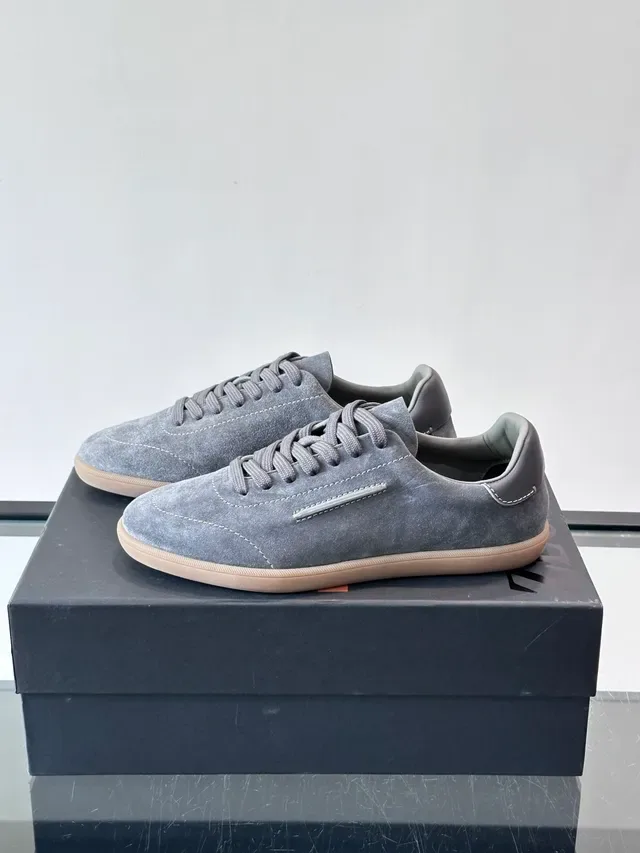 Zegna Lifestyle Sneaker Gris Beige Daim Partie Supérieure Lacets Tonals Sneakers Lifestyle 5