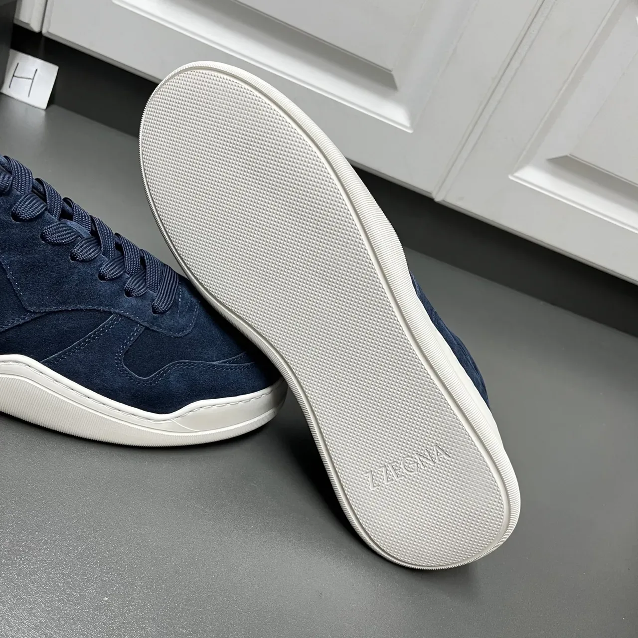 Zegna Lifestyle Sneaker Navy White Suede Upper Cupsole Lifestyle Sneakers 2