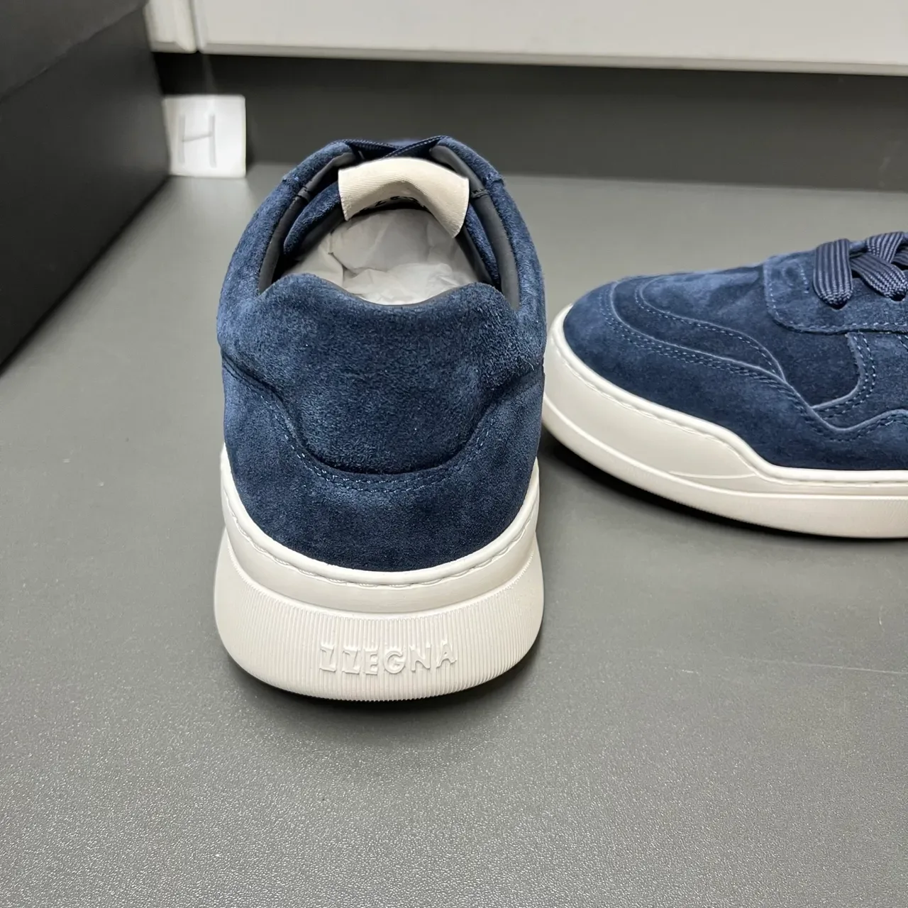 Zegna Lifestyle Sneaker Navy White Suede Upper Cupsole Lifestyle Sneakers 3