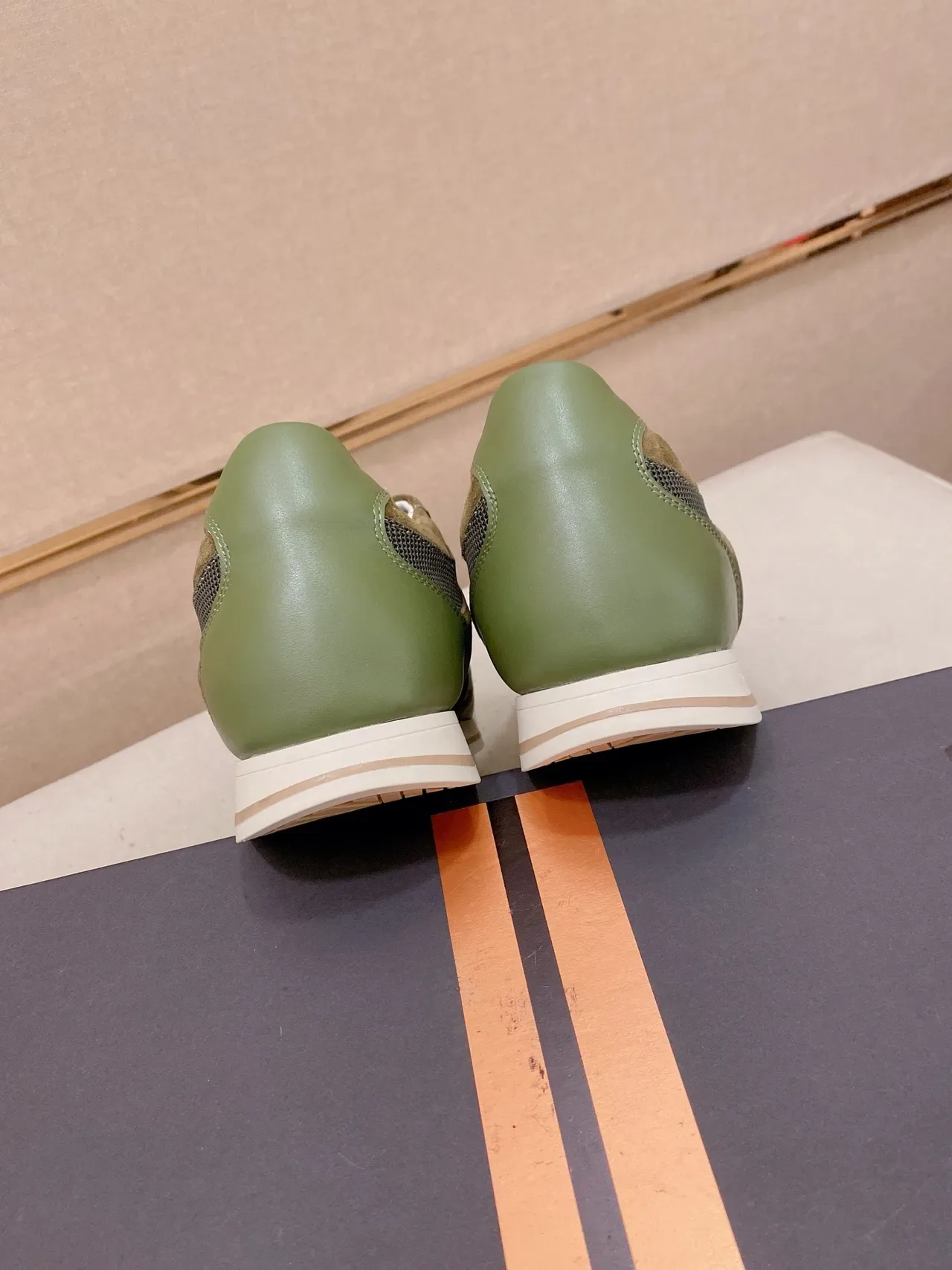 Zegna Verde Oliva e Taupe Sneakers Lifestyle de Material Misto 7