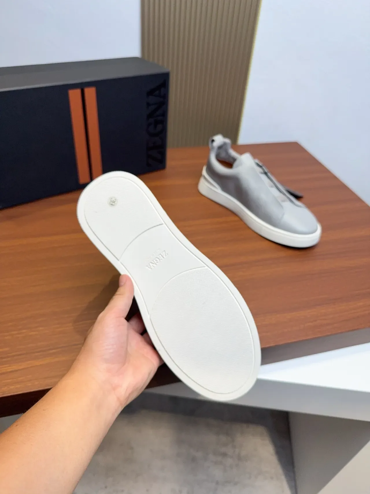 Zegna Slip-On Minimalist Gray Lifestyle Sneakers 2