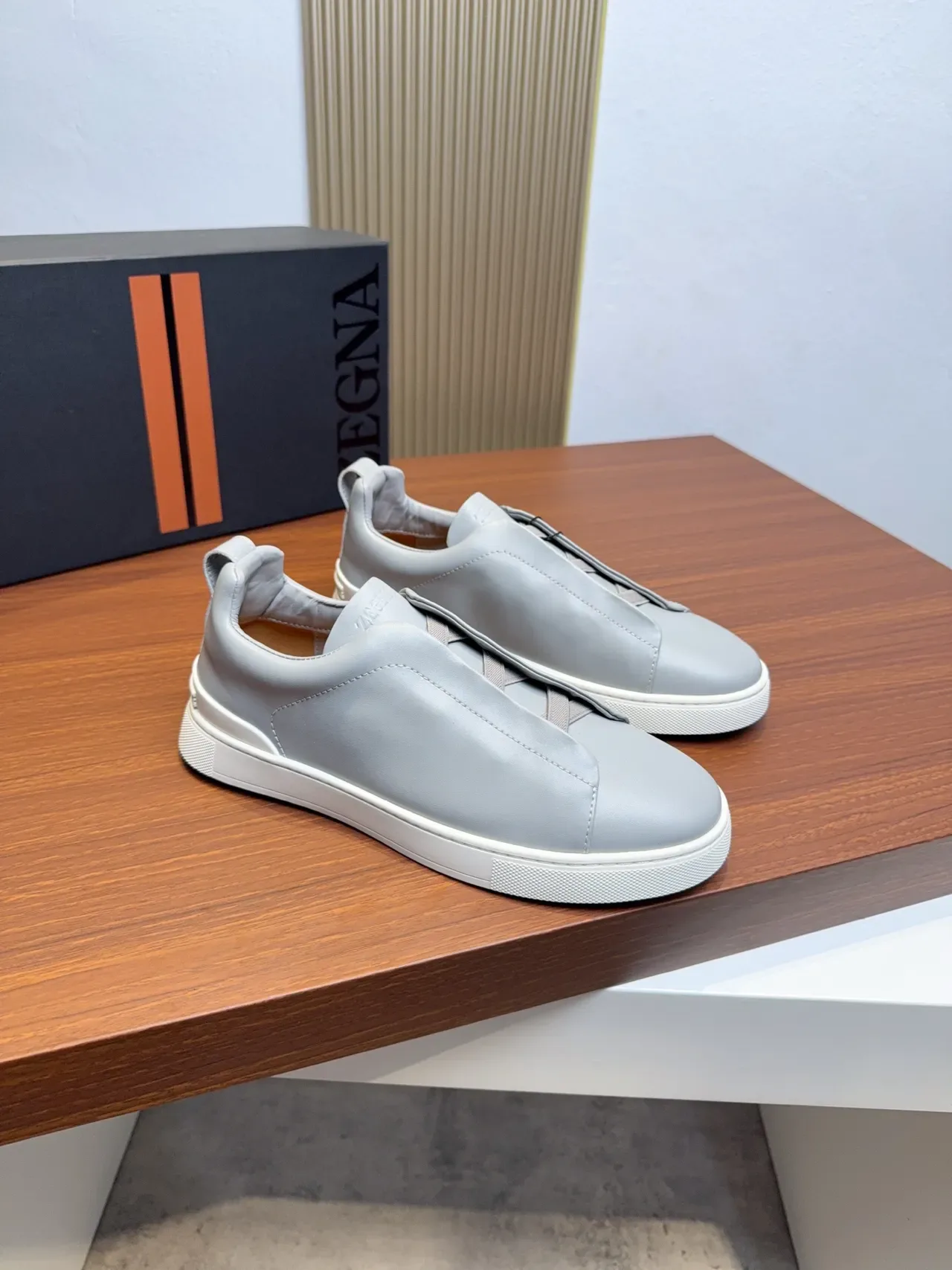 Zegna Slip-On Minimalist Gray Lifestyle Sneakers 4