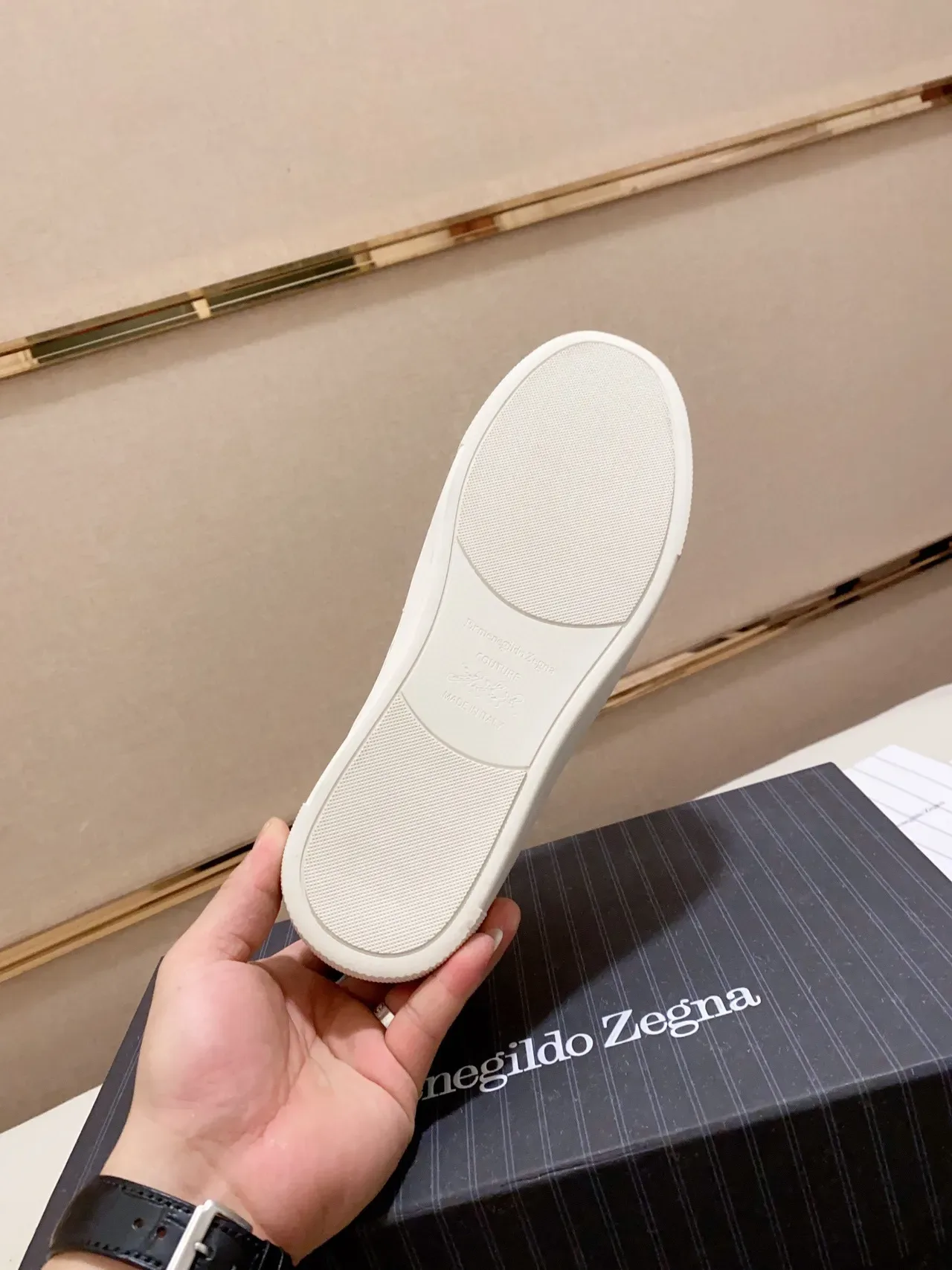 Zegna Chaussure Lifestyle en Cuir Sans Lacets Blanche 2