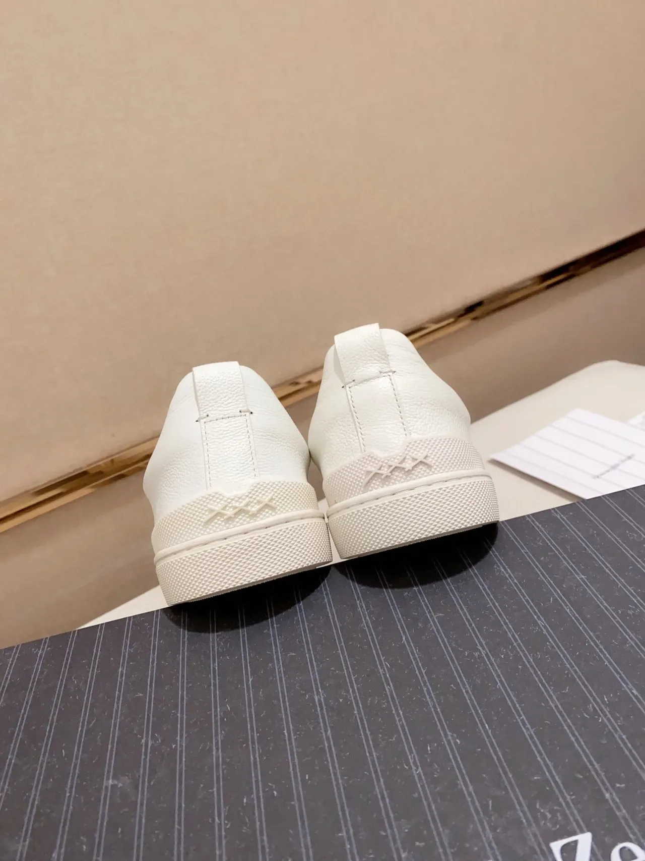 Zegna Chaussure Lifestyle en Cuir Sans Lacets Blanche 3