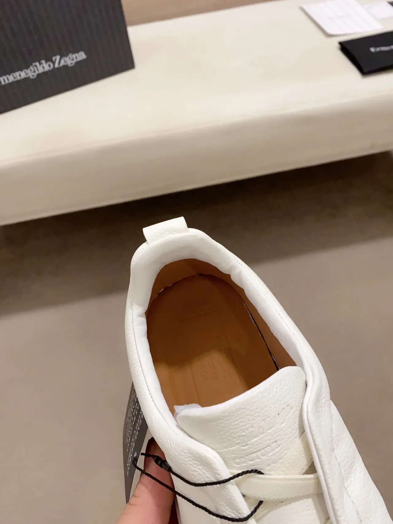 Zegna Chaussure Lifestyle en Cuir Sans Lacets Blanche 5