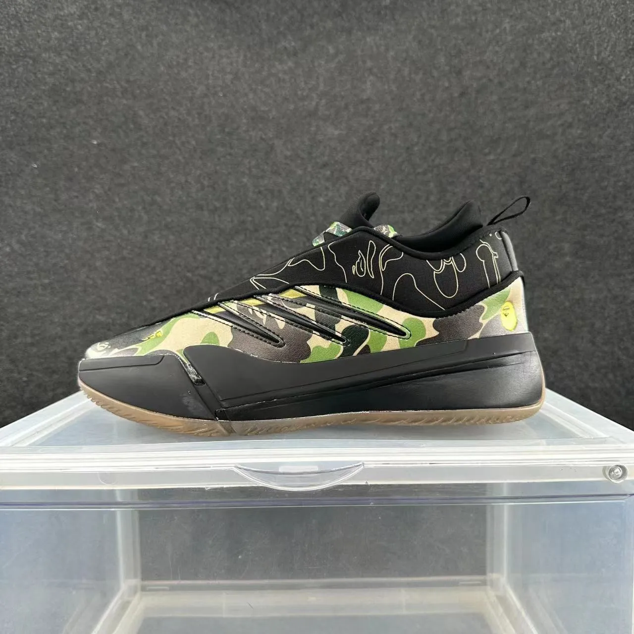 A Bathing Ape BAPE STA Tênis pretos multicolor slip-on construção upper impressão camuflagem chunky sneakers 1