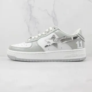 A Bathing Ape BAPE STA Gray and White Metallic Star Lifestyle Sneakers