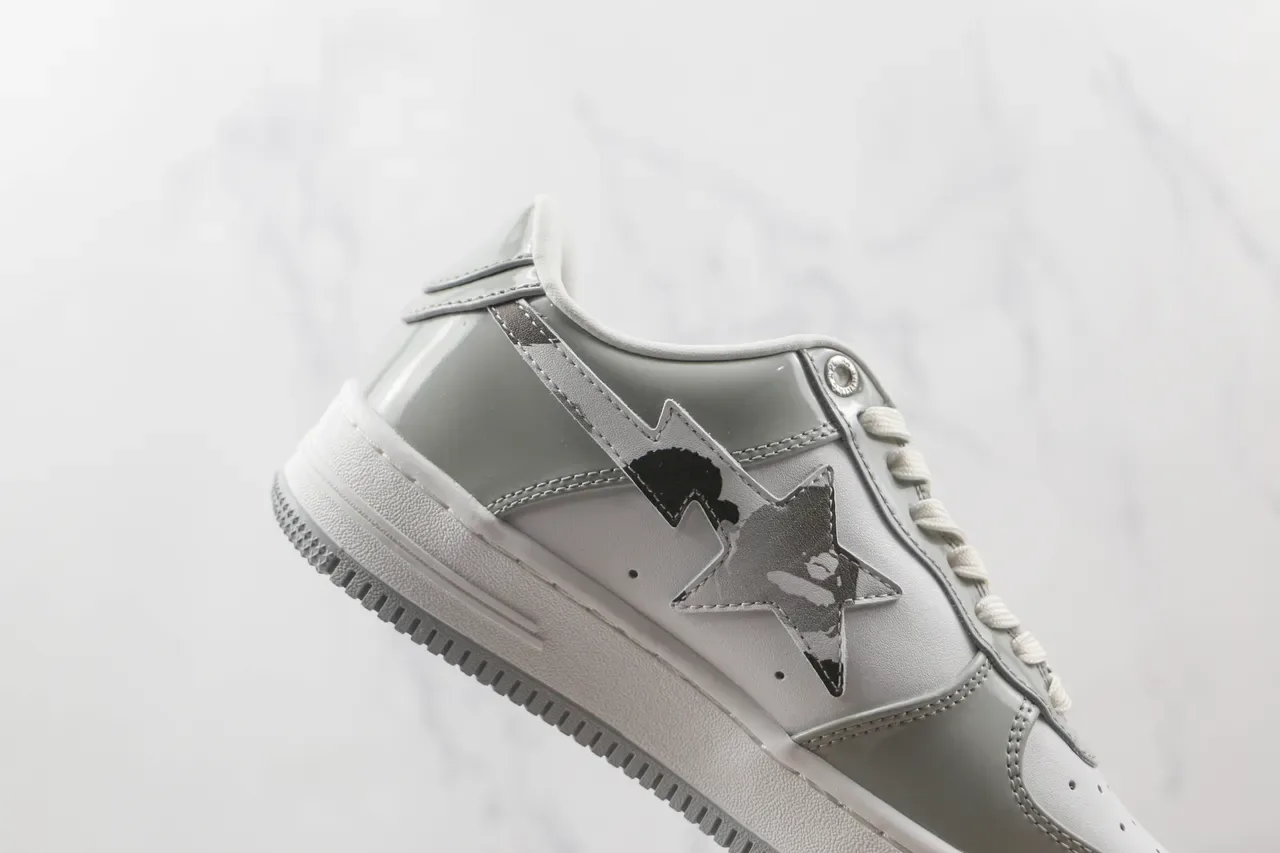 A Bathing Ape BAPE STA Gray and White Metallic Star Lifestyle Sneakers 5