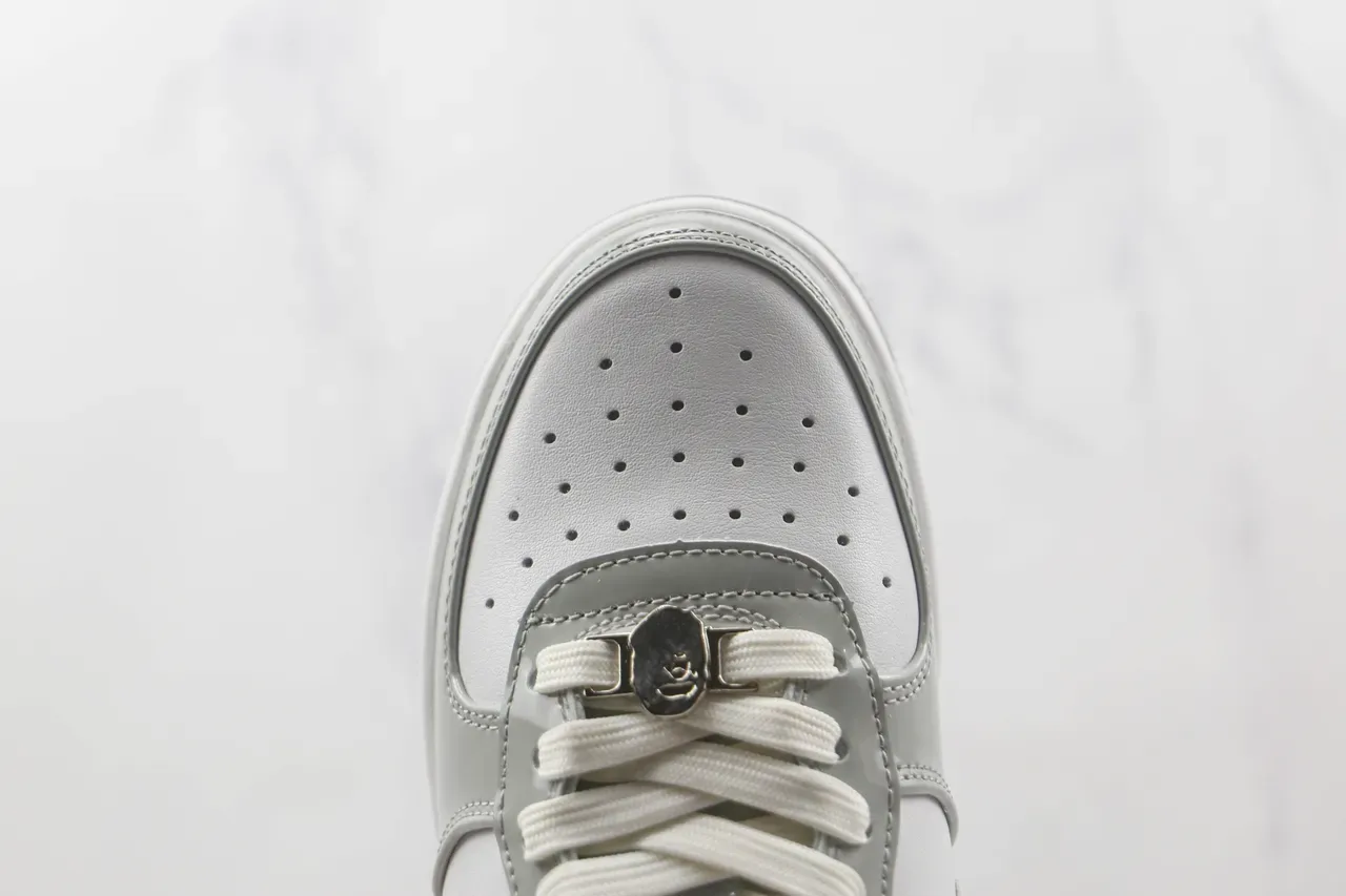 A Bathing Ape BAPE STA Gray and White Metallic Star Lifestyle Sneakers 6