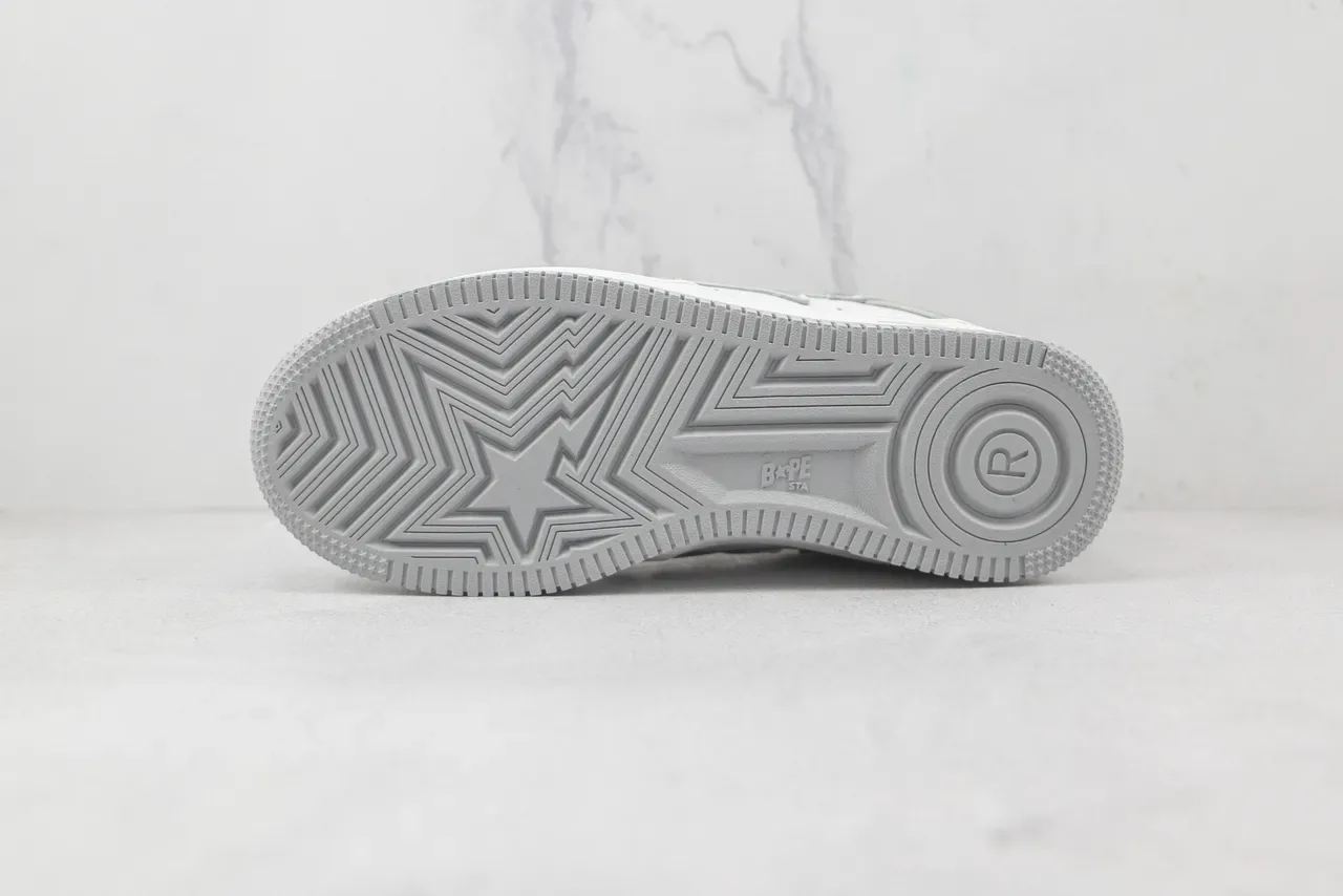 A Bathing Ape BAPE STA Gray and White Metallic Star Lifestyle Sneakers 8