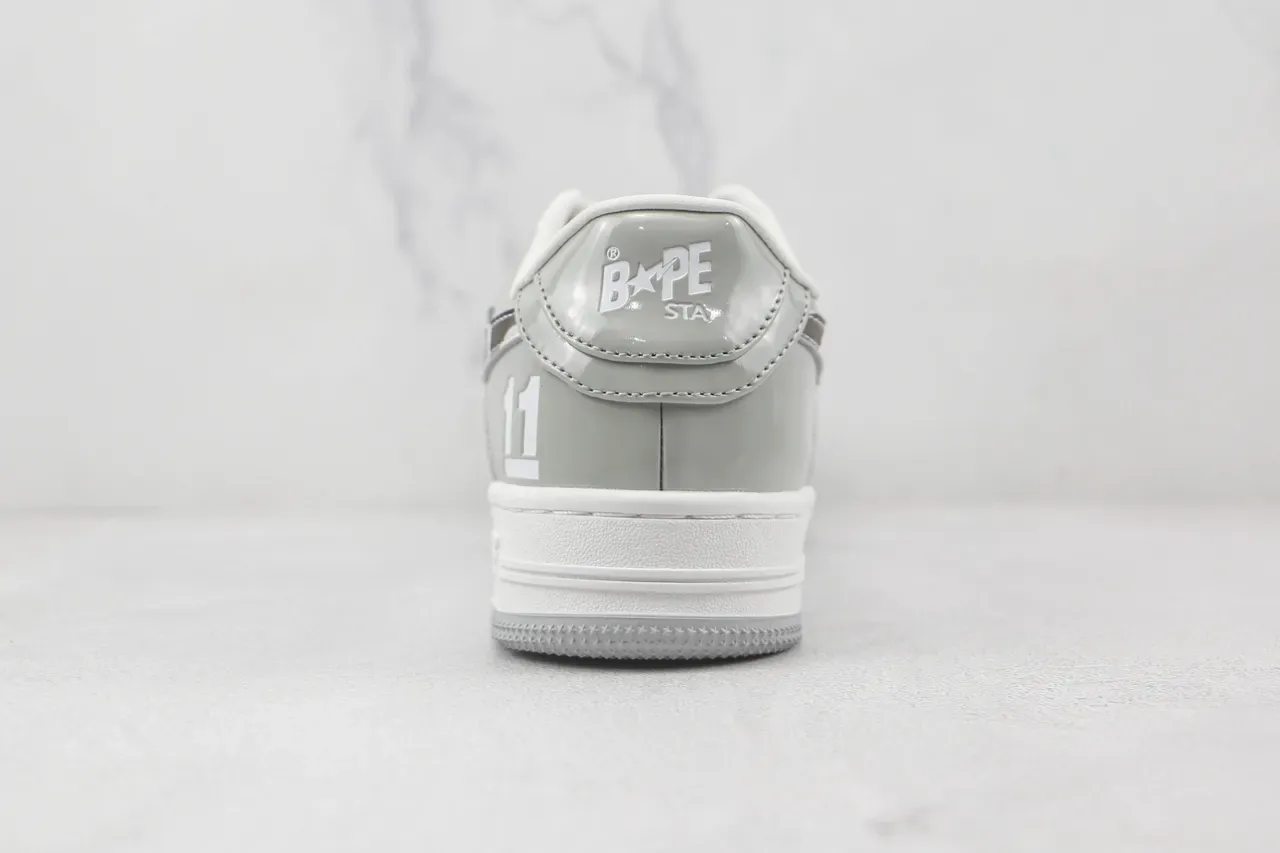 A Bathing Ape BAPE STA Gray and White Metallic Star Lifestyle Sneakers 9