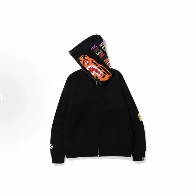 A Bathing Ape Shark Black Orange Full-Zip Oversized Hood Hoodie 3