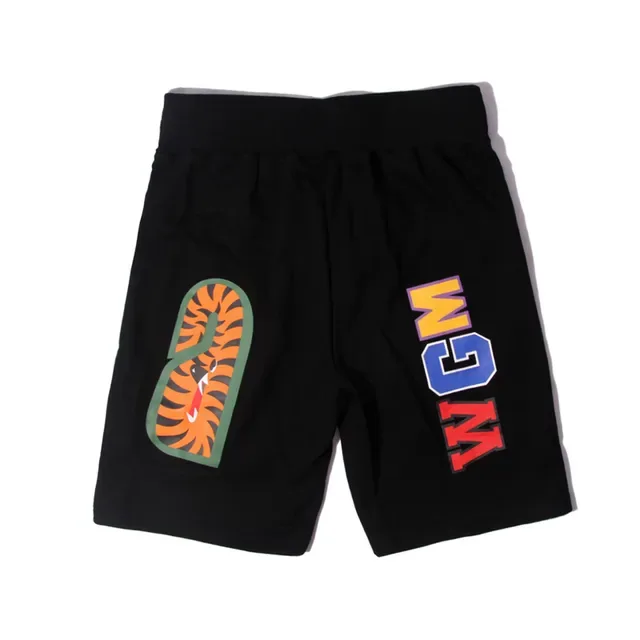 A Bathing Ape Shark Hoodie Black Red Graphic Drawstring Waist Shorts 2
