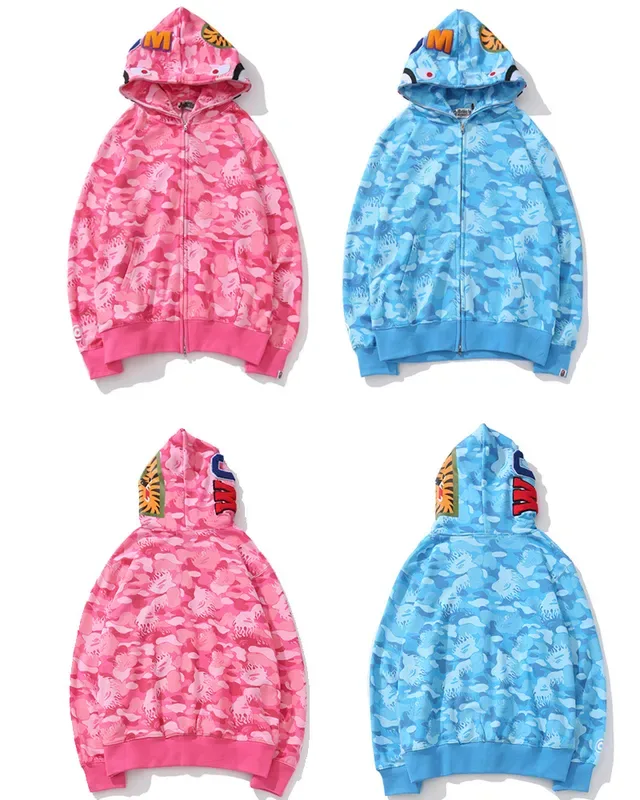 A Bathing Ape Shark Pink Multicolor Full-Zip Hood Hoodie 1