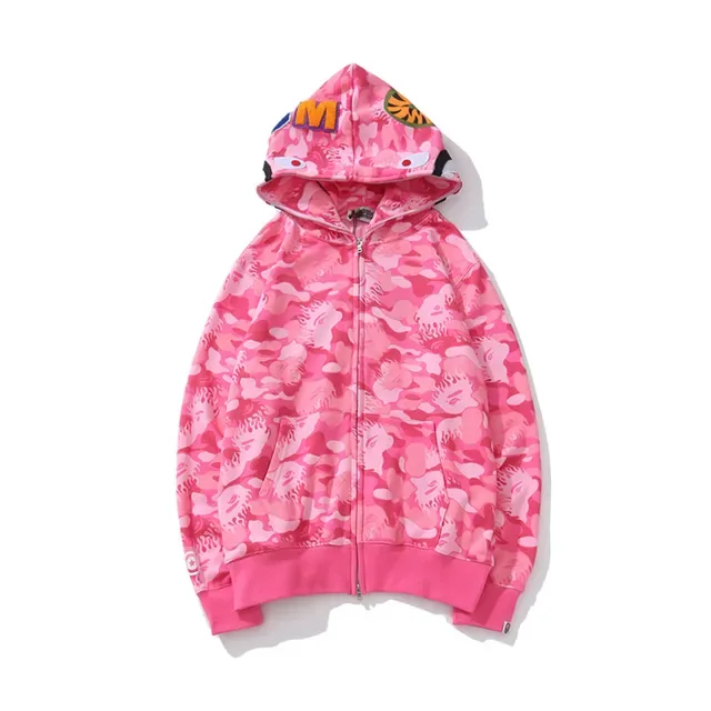 A Bathing Ape Shark Pink Multicolor Full-Zip Hood Hoodie 3