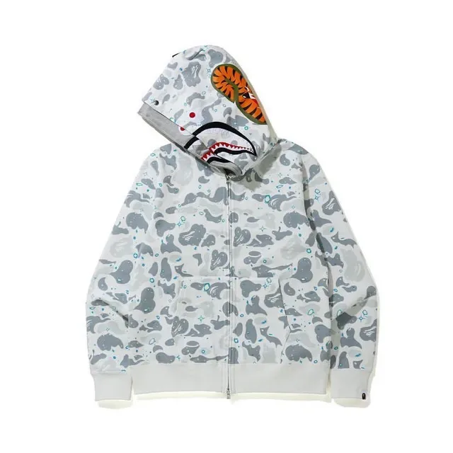 A Bathing Ape Shark White Gray Full-Zip Hood Hoodie 2