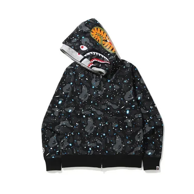 A Bathing Ape Shark White Gray Full-Zip Hood Hoodie 3