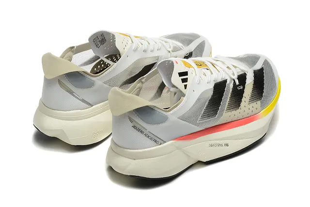 Adidas Adios Pro 3 Lightstrike Pro White Gray Yellow Coral Running Shoes 3