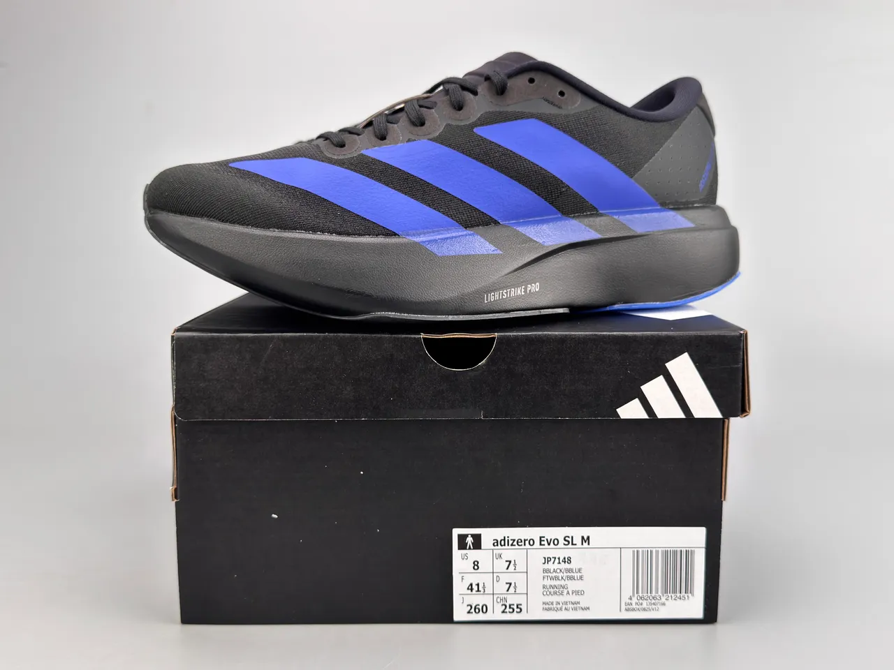 Adidas Adizero Evo.S chaussures de course noires et bleues 4