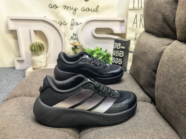 Adidas All-Black Three-Stripe Lifestyle Sneakers 11