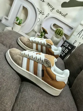 Adidas Army Green Navy Olive Suede And Corduroy Upper Blue Three-Stripe Overlay Lifestyle Sneakers 7