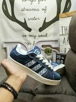 Adidas Army Green Navy Olive Suede And Corduroy Upper Blue Three-Stripe Overlay Lifestyle Sneakers 15