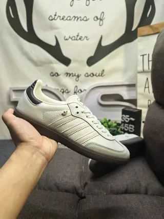 Adidas Beige Black Low-Top Derby Lace-Up Three-Stripe Side Panel Lifestyle Sneakers 5